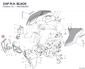CAP R.H.  BLACK 48216803AA diagram position