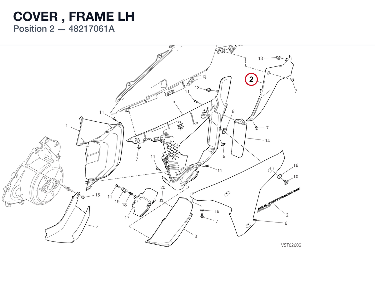 COVER , FRAME LH 48217061A diagram position