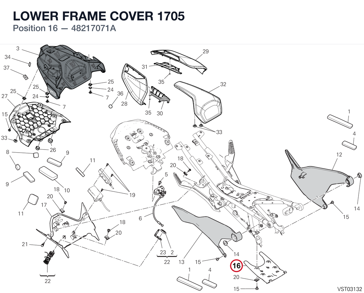 LOWER FRAME COVER 1705 48217071A diagram position