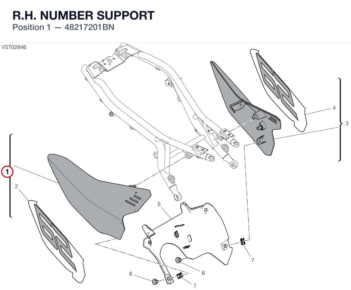 R.H. NUMBER SUPPORT 48217201BN diagram position