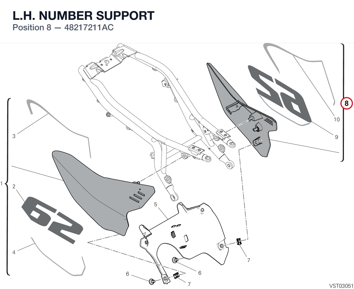 L.H. NUMBER SUPPORT 48217211AC diagram position