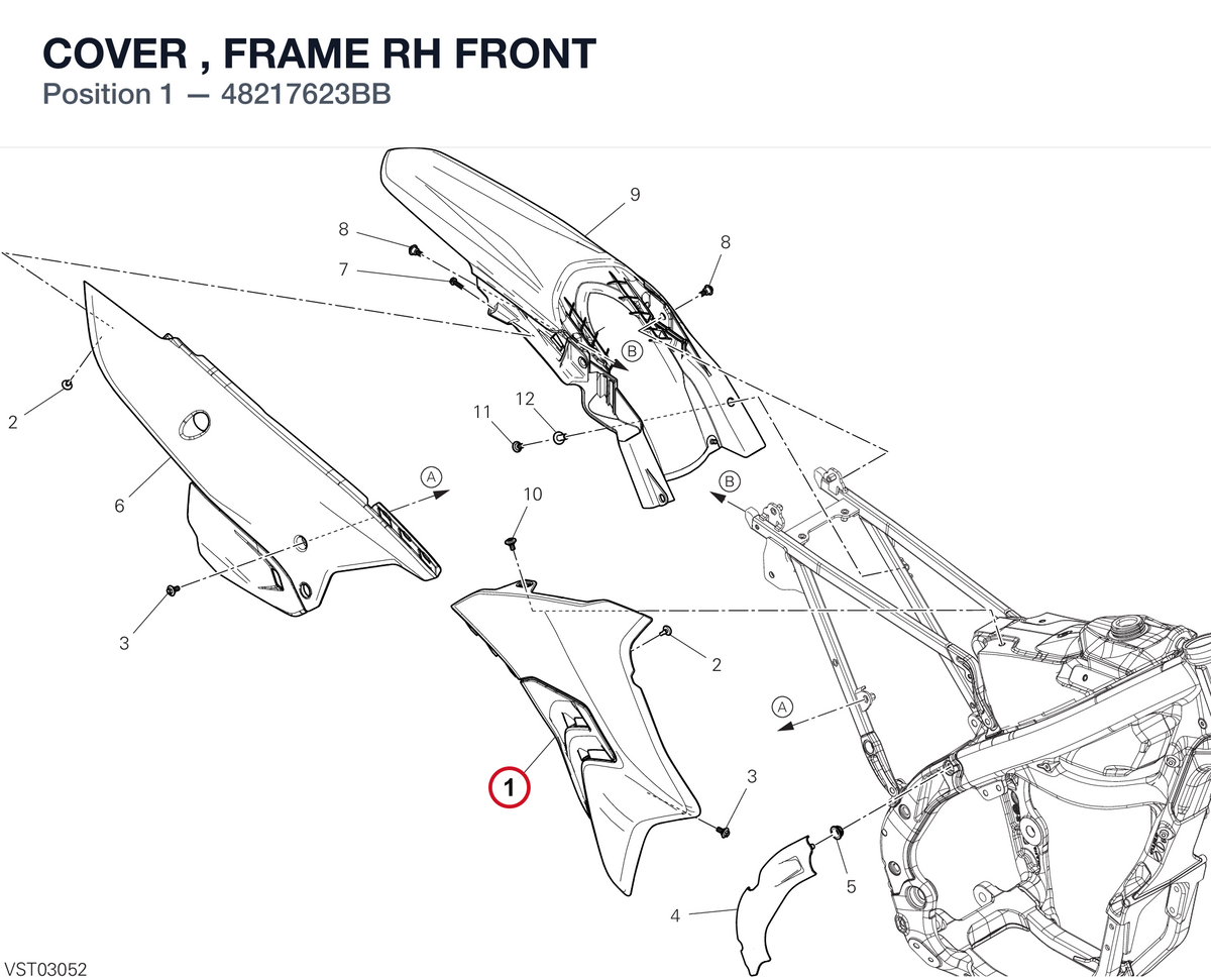 COVER , FRAME RH FRONT 48217623BB diagram position