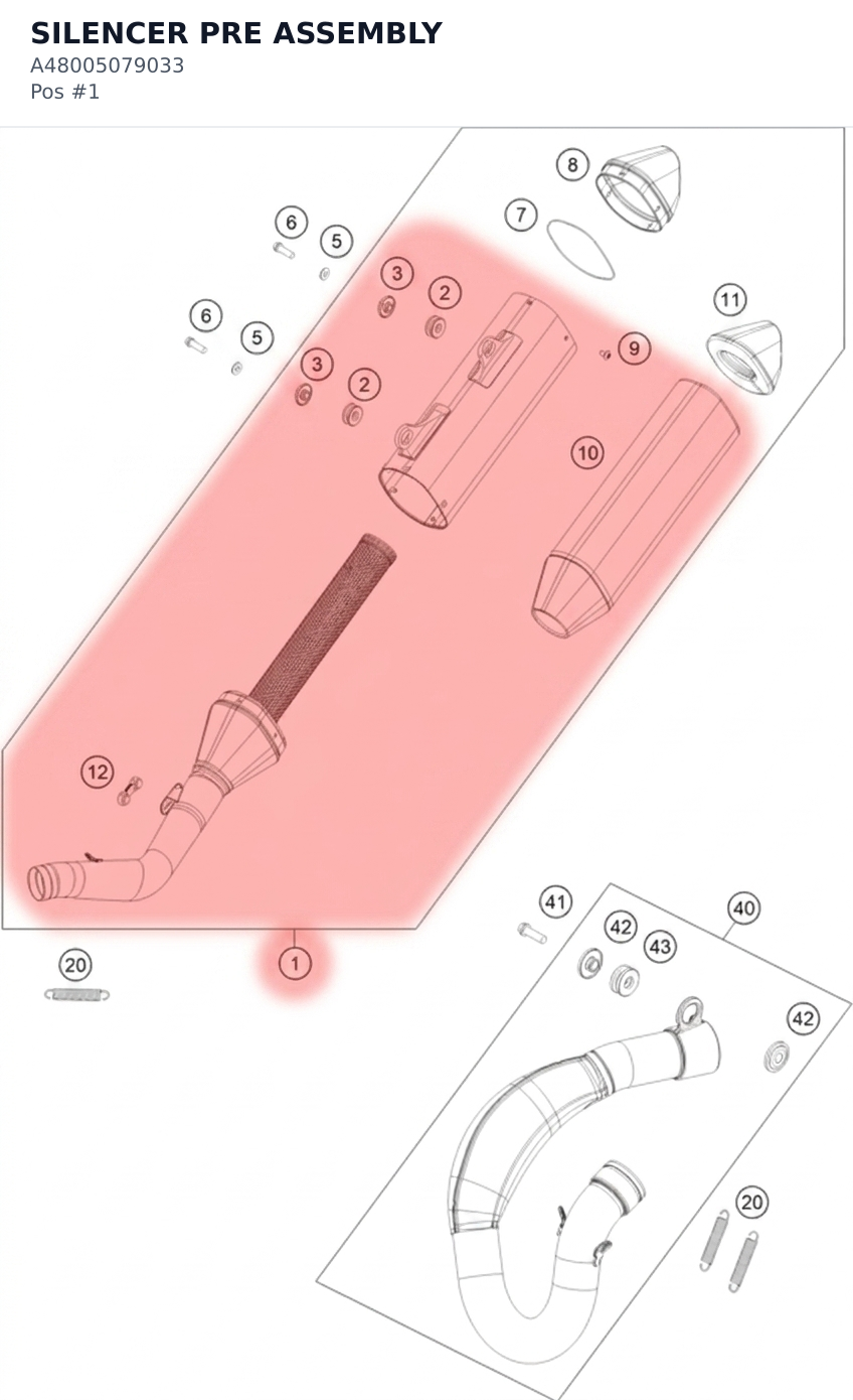 Diagram preview: SILENCER PRE ASSEMBLY (A48005079033)