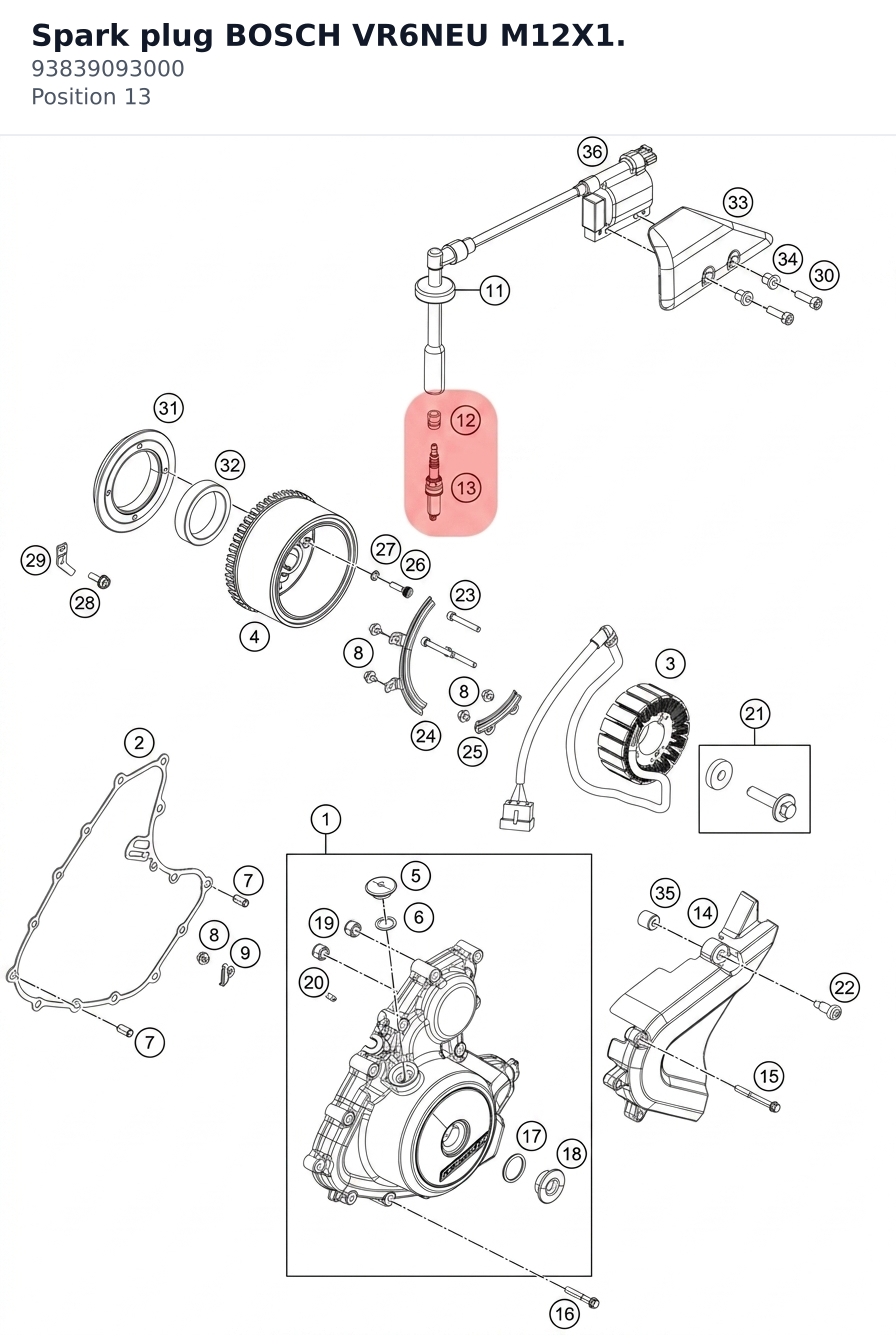 Diagram preview: Spark plug BOSCH VR6NEU M12X1. (93839093000)