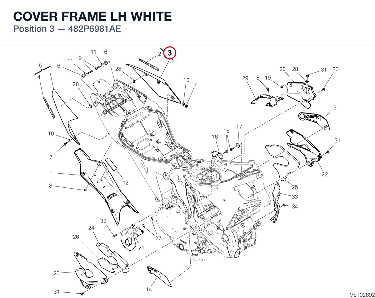 COVER FRAME LH WHITE 482P6981AE diagram position