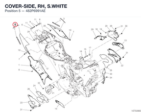 COVER-SIDE, RH, S.WHITE 482P6991AE diagram position