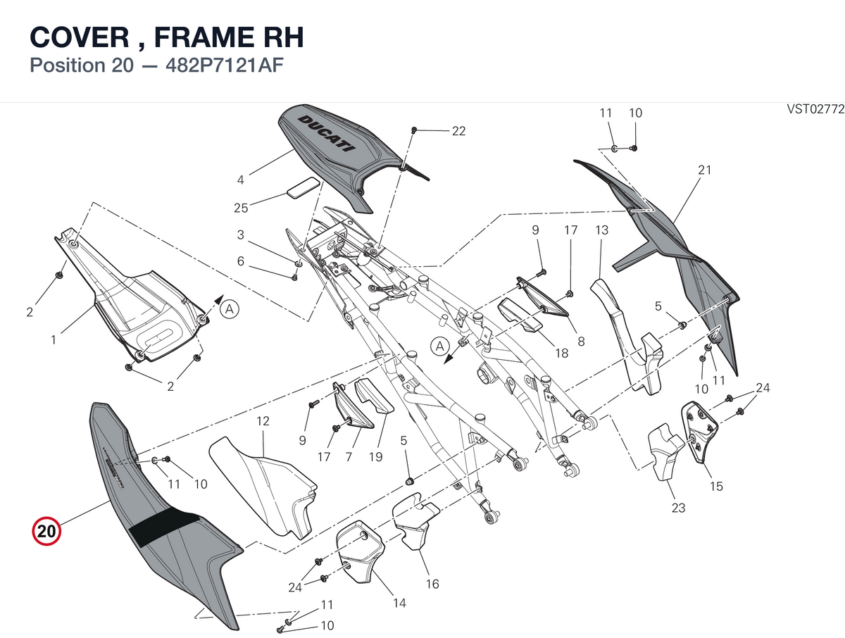 COVER , FRAME RH 482P7121AF diagram position