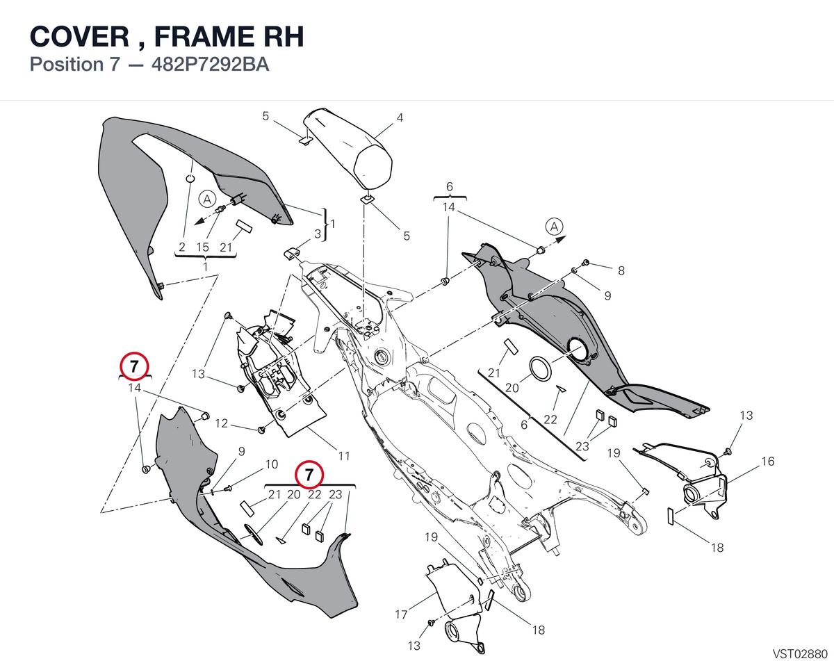 COVER , FRAME RH 482P7292BA diagram position