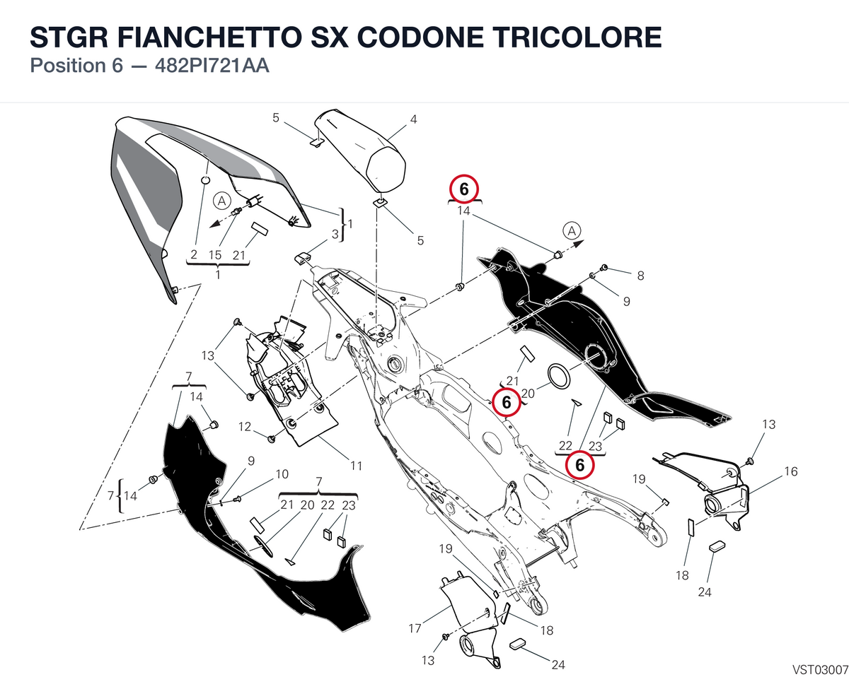 STGR FIANCHETTO SX CODONE TRICOLORE 482PI721AA diagram position