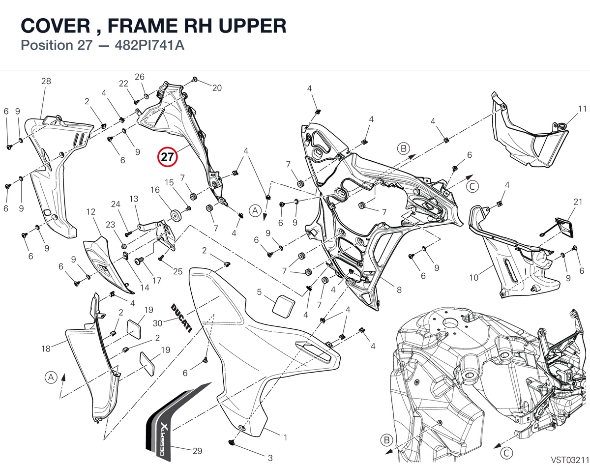 COVER , FRAME RH UPPER 482PI741A diagram position