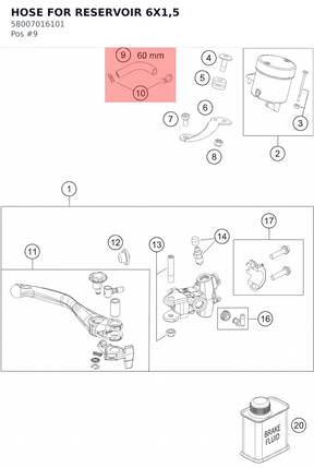 Diagram preview: HOSE FOR RESERVOIR 6X1,5 (58007016101)