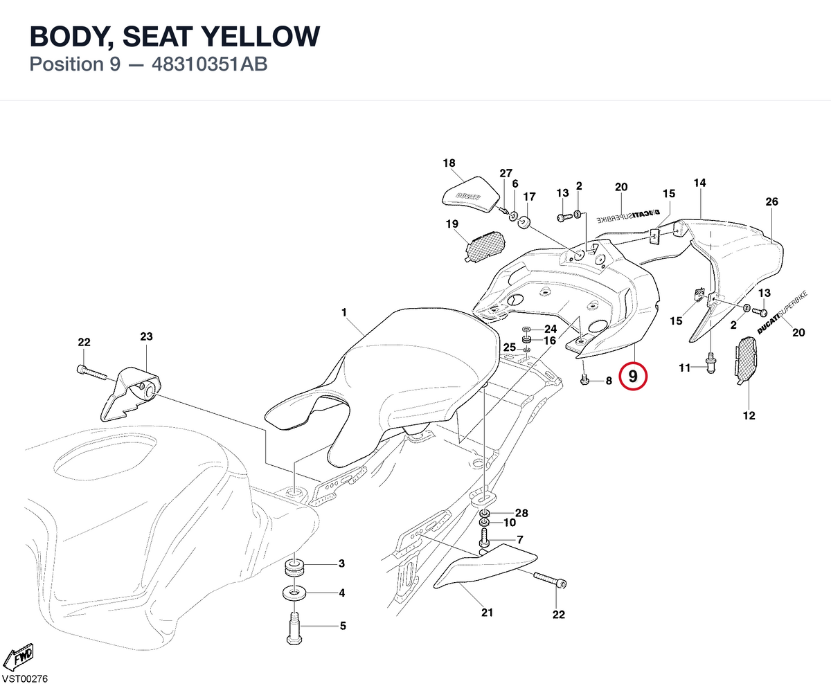 BODY, SEAT YELLOW 48310351AB diagram position