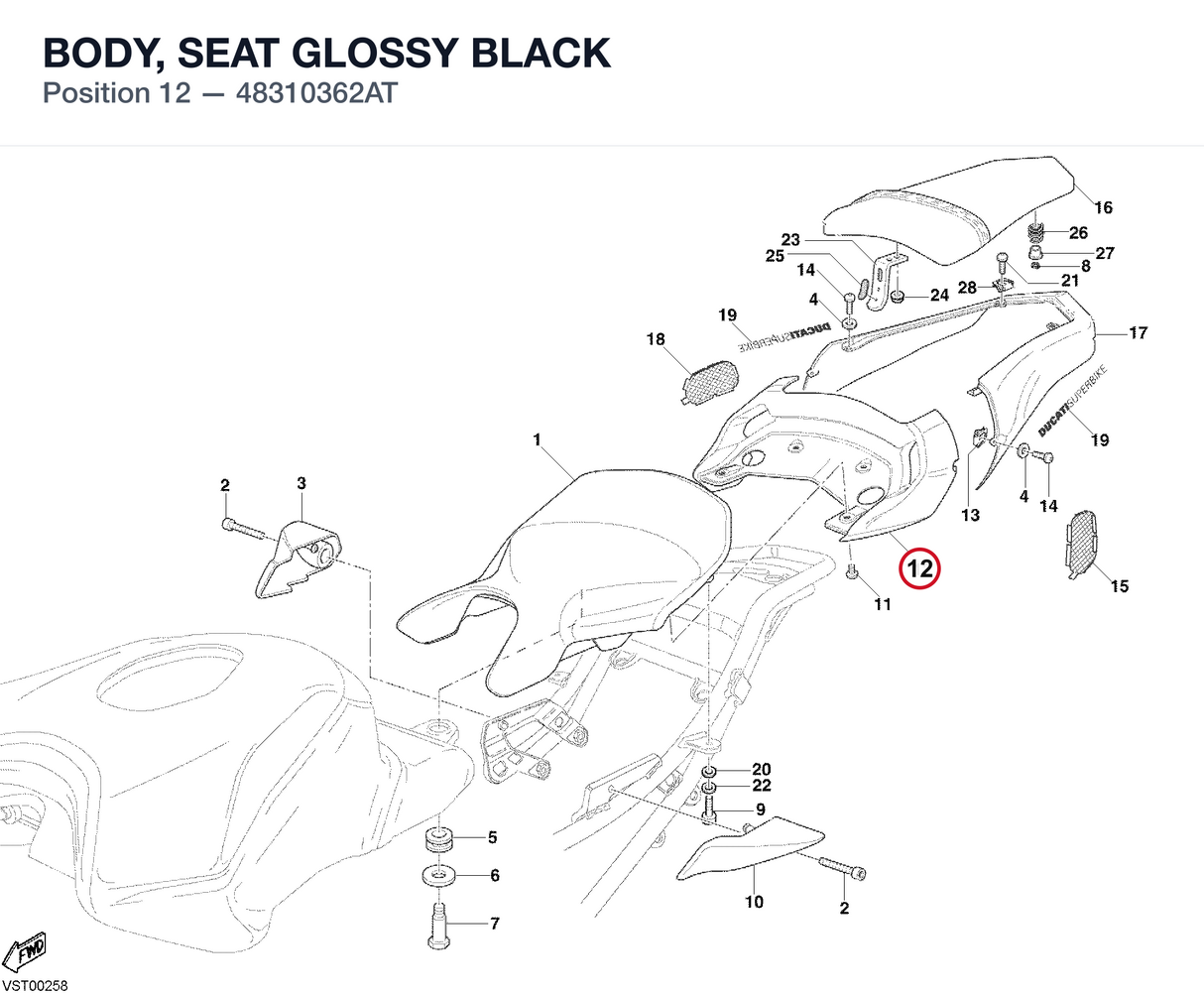 BODY, SEAT GLOSSY BLACK
