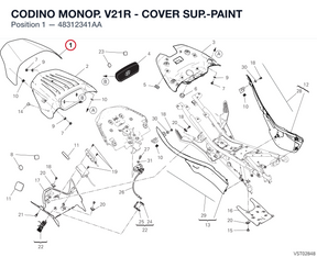 CODINO MONOP. V21R - COVER SUP.-PAINT 48312341AA diagram position