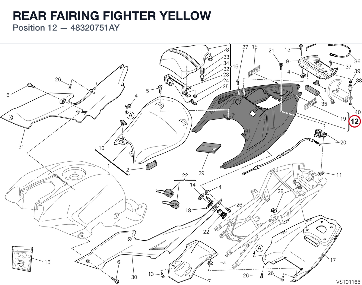 REAR FAIRING FIGHTER YELLOW 48320751AY diagram position
