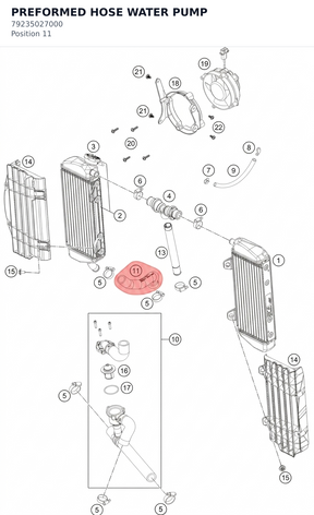 Diagram preview: PREFORMED HOSE WATER PUMP (79235027000)