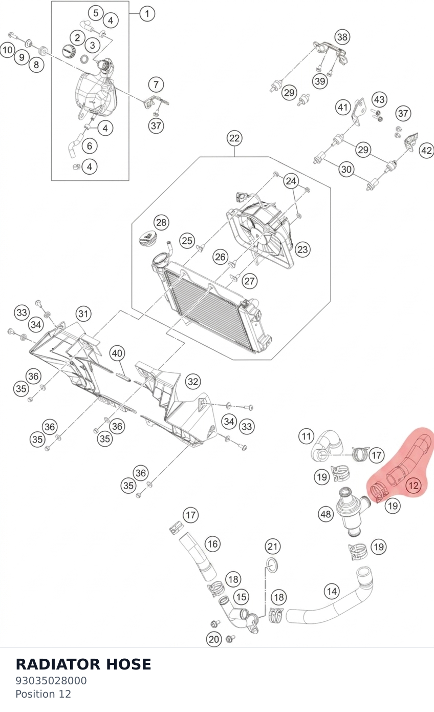 Diagram preview: RADIATOR HOSE (93035028000)