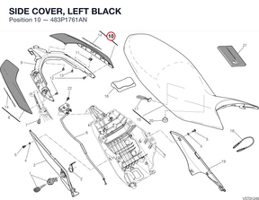SIDE COVER, LEFT BLACK 483P1761AN diagram position
