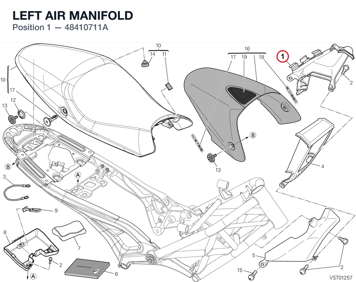 LEFT AIR MANIFOLD 48410711A diagram position