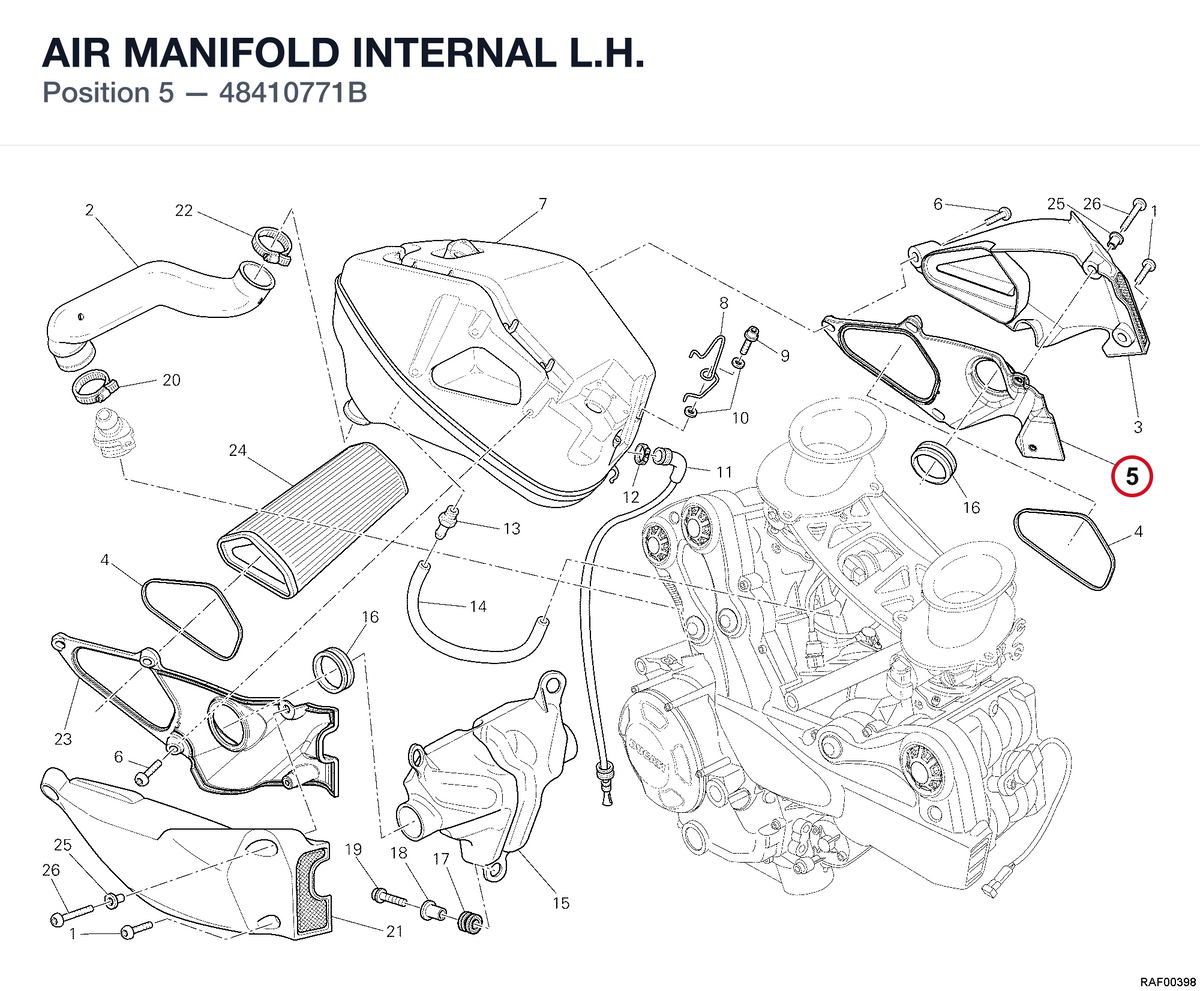 AIR MANIFOLD INTERNAL L.H. 48410771B diagram position