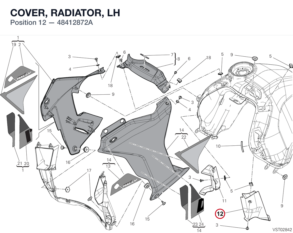 COVER, RADIATOR, LH 48412872A diagram position
