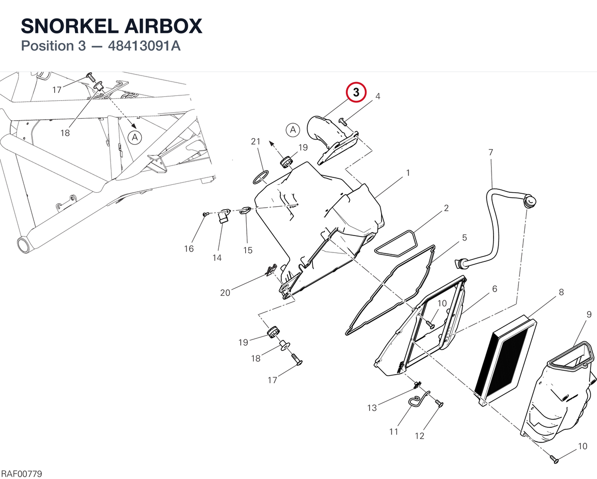 SNORKEL AIRBOX 48413091A diagram position