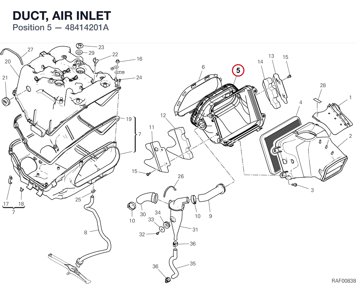 DUCT, AIR INLET 48414201A diagram position