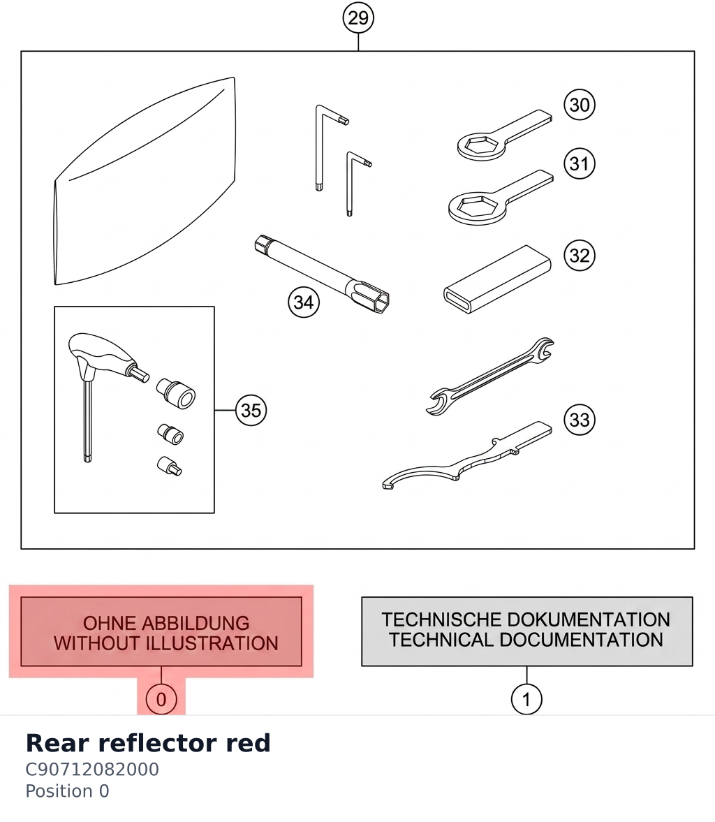 Diagram preview: Rear reflector red (C90712082000)