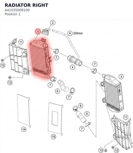 Diagram preview: RADIATOR RIGHT (A41035008100)