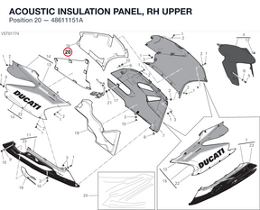 ACOUSTIC INSULATION PANEL, RH UPPER 48611151A diagram position