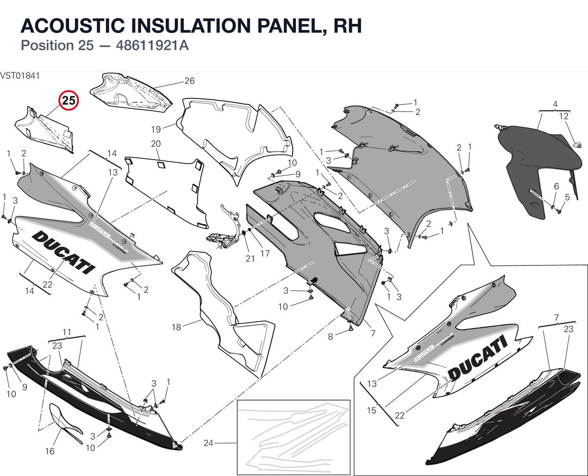 ACOUSTIC INSULATION PANEL, RH 48611921A diagram position