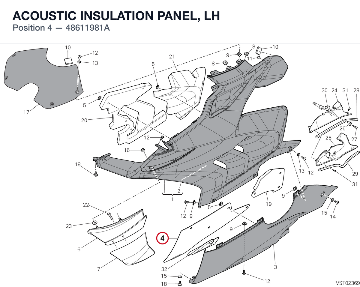 ACOUSTIC INSULATION PANEL, LH 48611981A diagram position