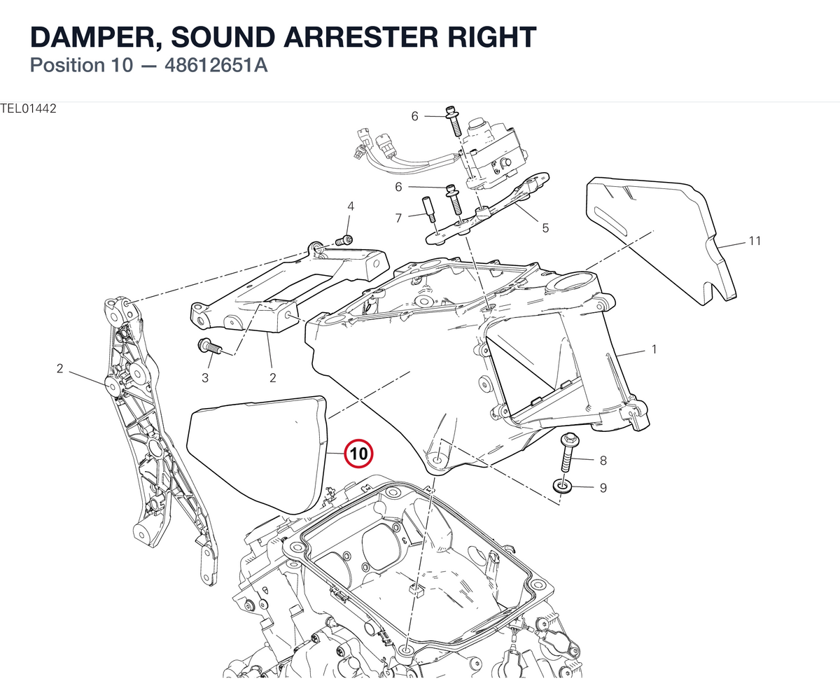 DAMPER, SOUND ARRESTER RIGHT 48612651A diagram position