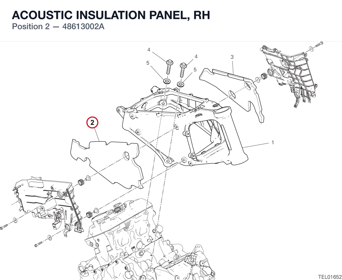 ACOUSTIC INSULATION PANEL, RH 48613002A diagram position