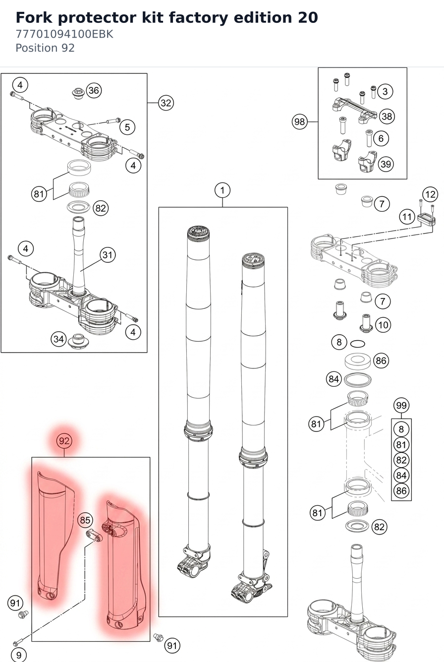 Diagram preview: Fork protector kit factory edition 20 (77701094100EBK)