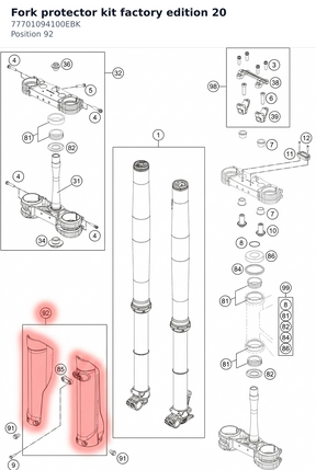 Diagram preview: Fork protector kit factory edition 20 (77701094100EBK)