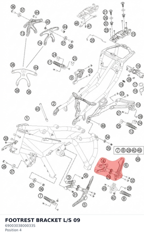 Diagram preview: FOOTREST BRACKET L/S        09 (6900303800033S)