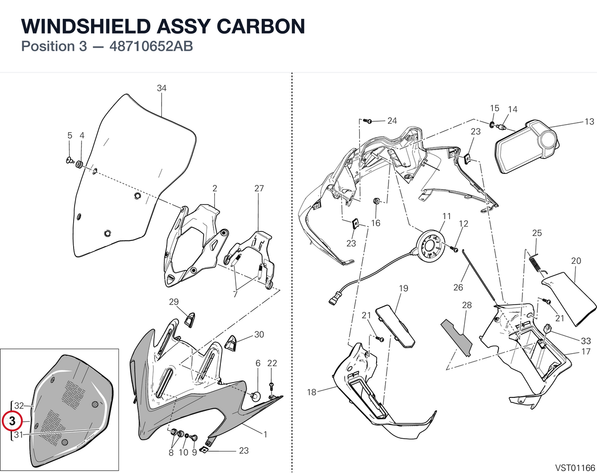 WINDSHIELD ASSY CARBON 48710652AB diagram position