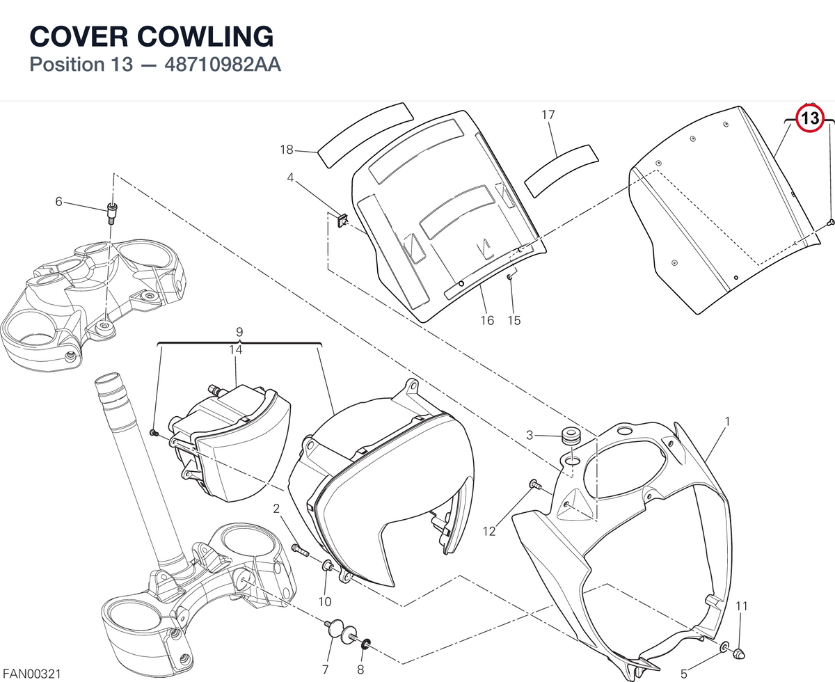 COVER COWLING 48710982AA diagram position