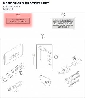 Diagram preview: HANDGUARD BRACKET LEFT (61502082000C1)
