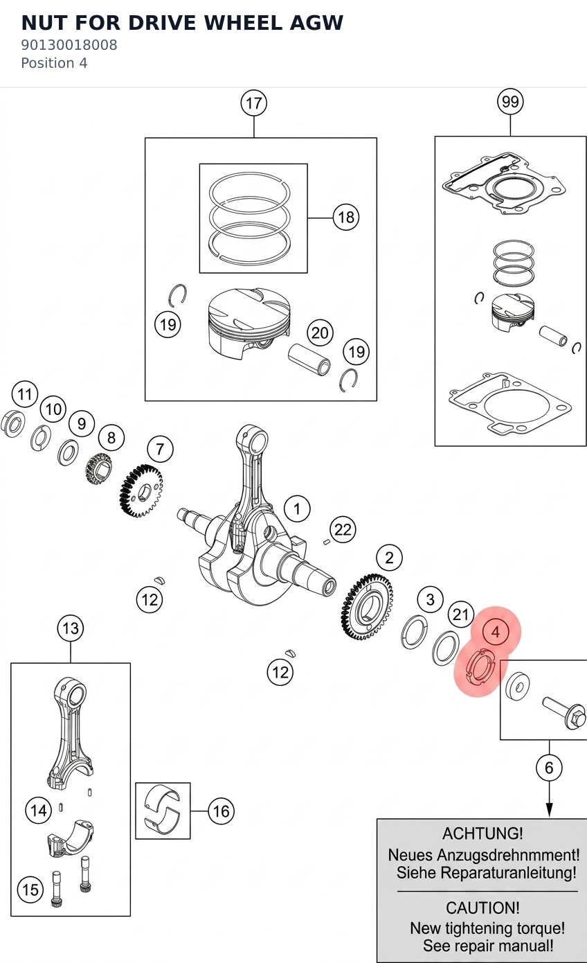 Diagram preview: NUT FOR DRIVE WHEEL AGW (90130018008)