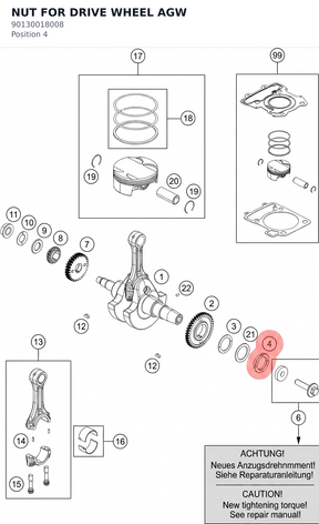 Diagram preview: NUT FOR DRIVE WHEEL AGW (90130018008)