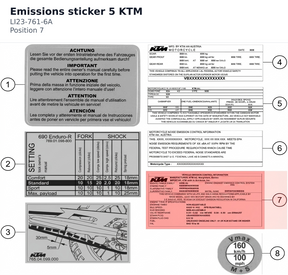 Diagram preview: Emissions sticker 5 KTM (LI23-761-6A)