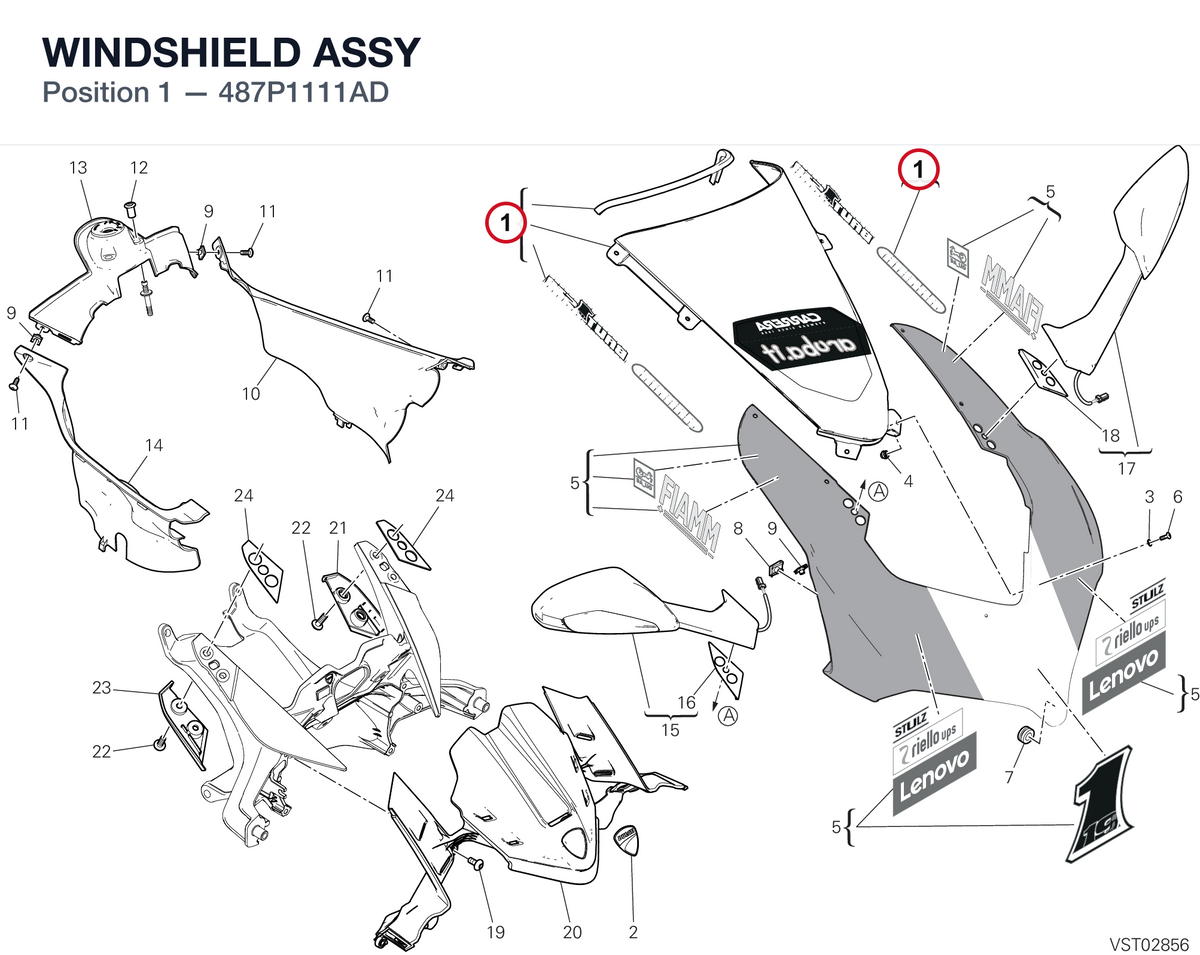 WINDSHIELD ASSY 487P1111AD diagram position