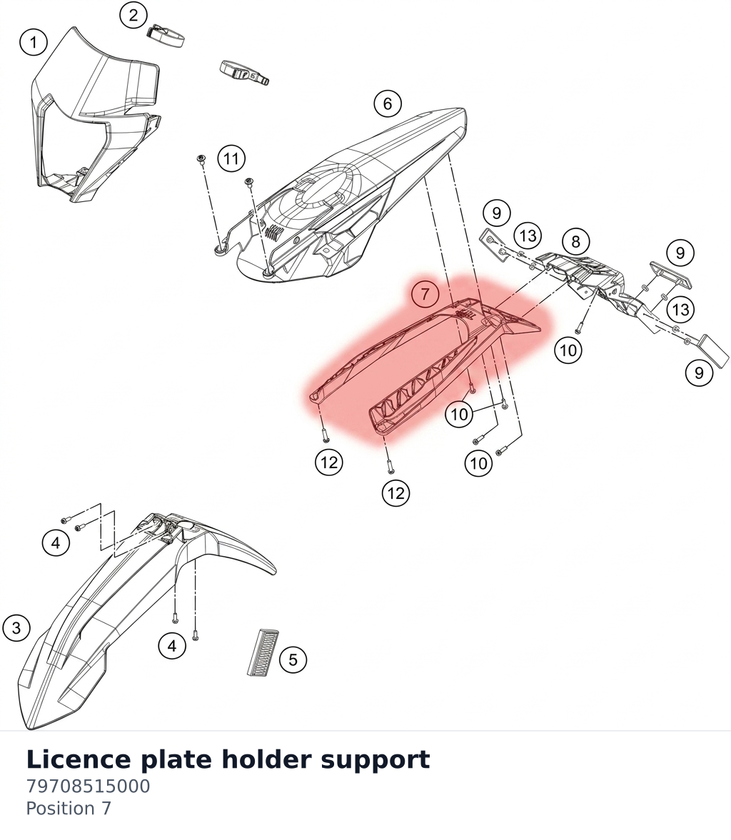 Diagram preview: Licence plate holder support (79708515000)