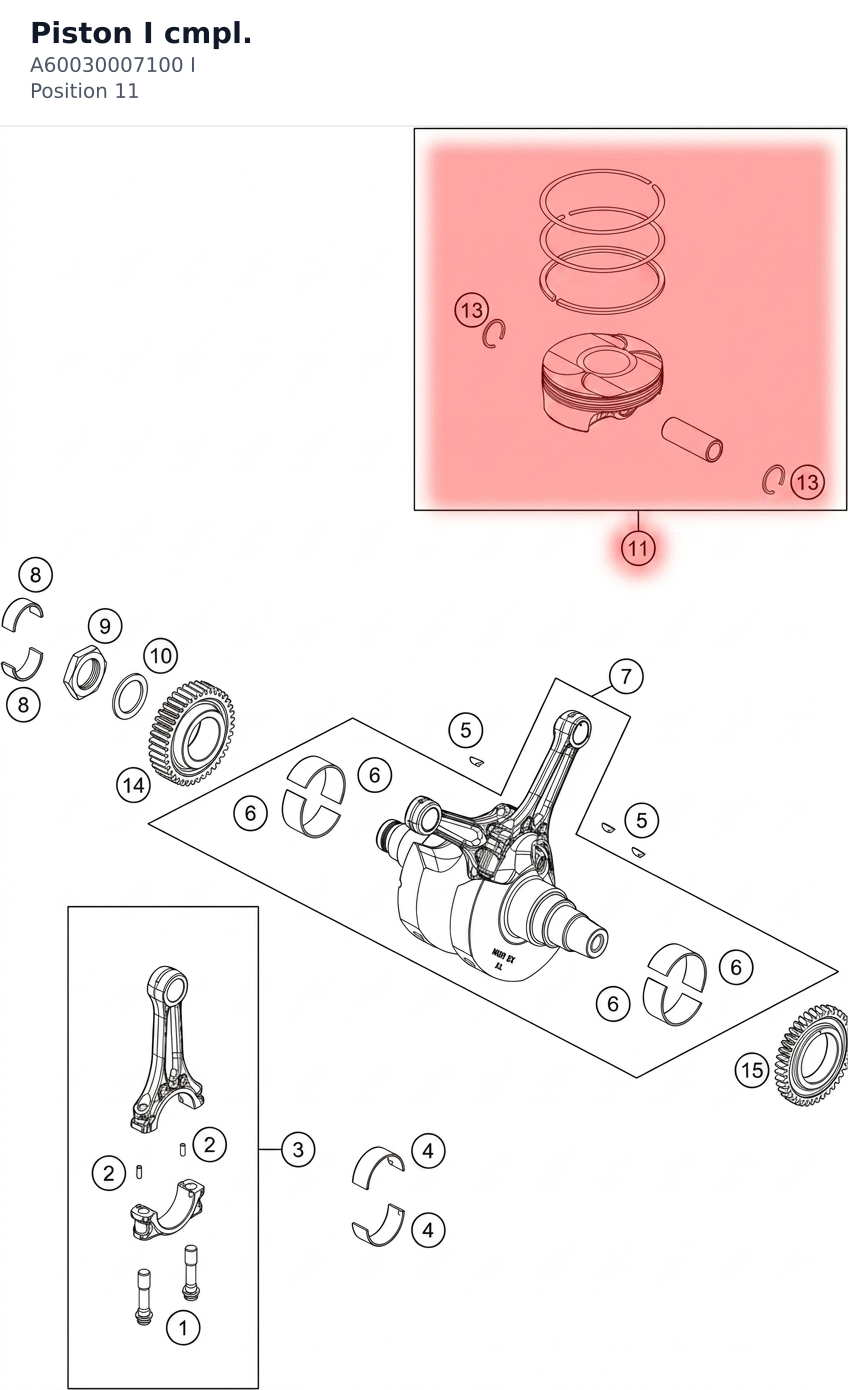Diagram preview: Piston I cmpl. (A60030007100 I)
