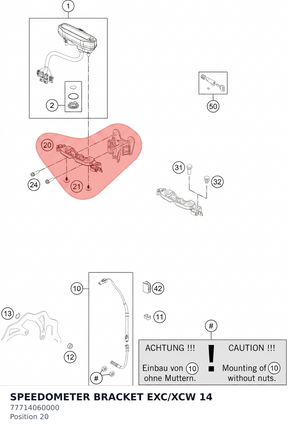 Diagram preview: SPEEDOMETER BRACKET EXC/XCW 14 (77714060000)