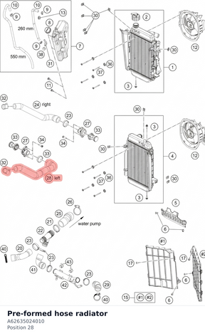 Diagram preview: Pre-formed hose radiator (A62635024010)