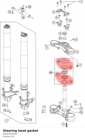 Diagram preview: Stearing head gasket (69001084100)