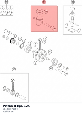 Diagram preview: Piston II kpl. 125 (50430007100 II)